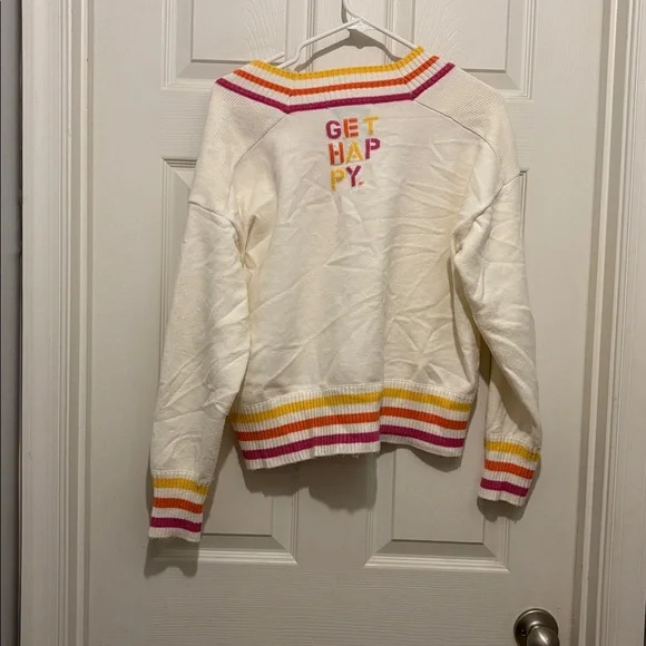 Kerri Rosenthal “Get Happy” Super Soft Knit Striped V-Neck Sweater - - Picture 5 of 5